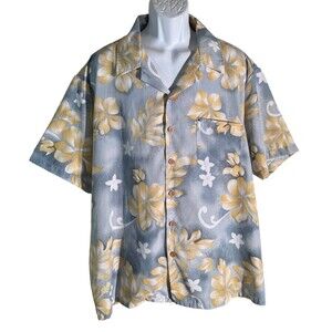 ROUNDY BAY Men's Short Sleeve Button Down Floral Hawaiian Shirt XXL